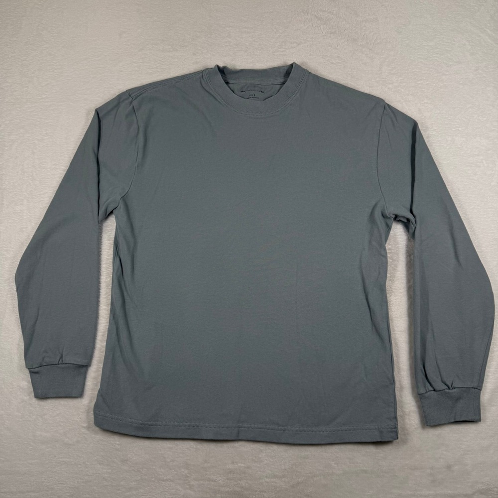 Madewell Mens Long Sleeve Cotton Crew Neck T-Shirt Blue Gray‎ NM377 Size S